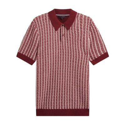Herren Fischgrätenmuster Kurzarm-Poloshirt