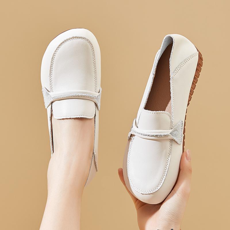 2025 New Red Ballet Flats Ladies Cow Leather Loafers Womens Moccasins Business Office Shoes Mother Travel Flats Woman