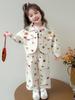 2025 Herbst Mädchen Off-White Denim-Set mit kleiner Blumenstickerei - Koreanischer Stil Zweiteiler für den Kindergarten