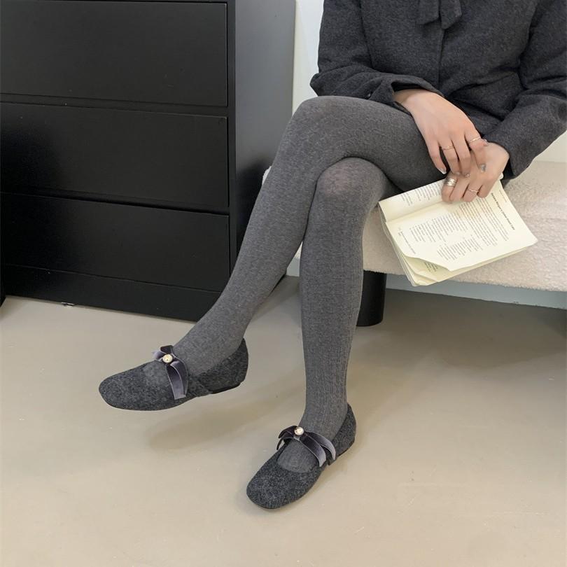 French Temperament Gentle Small Fragrance Mary Jane Spring and Autumn Retro Inner Height Increase 4CM Bow Pearl Single Shoes Women