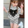 2-teiliges Sommer-Kinder-Freizeit-Sport-Trend-Set mit 3D-Musterdruck, Rundhals-T-Shirt und Shorts