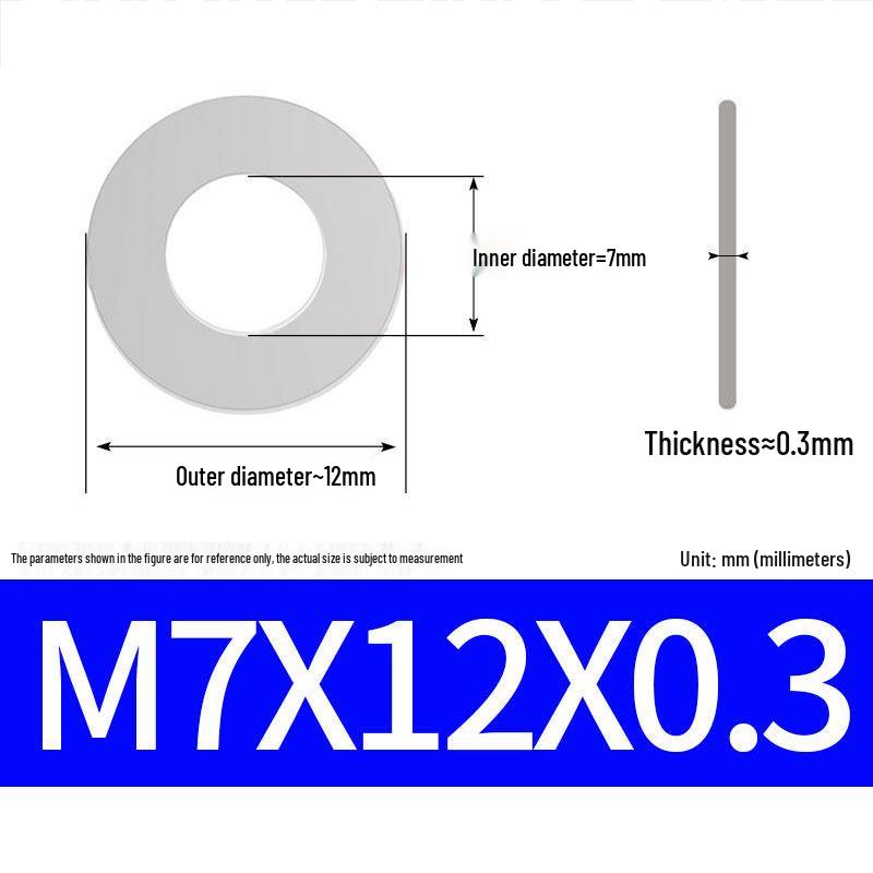 304 Stainless Steel Ultra-Thin Flat Washer, Thickness: 0.1/0.2/0.3/0.4/0.5 Mm, Sizes M1-M8