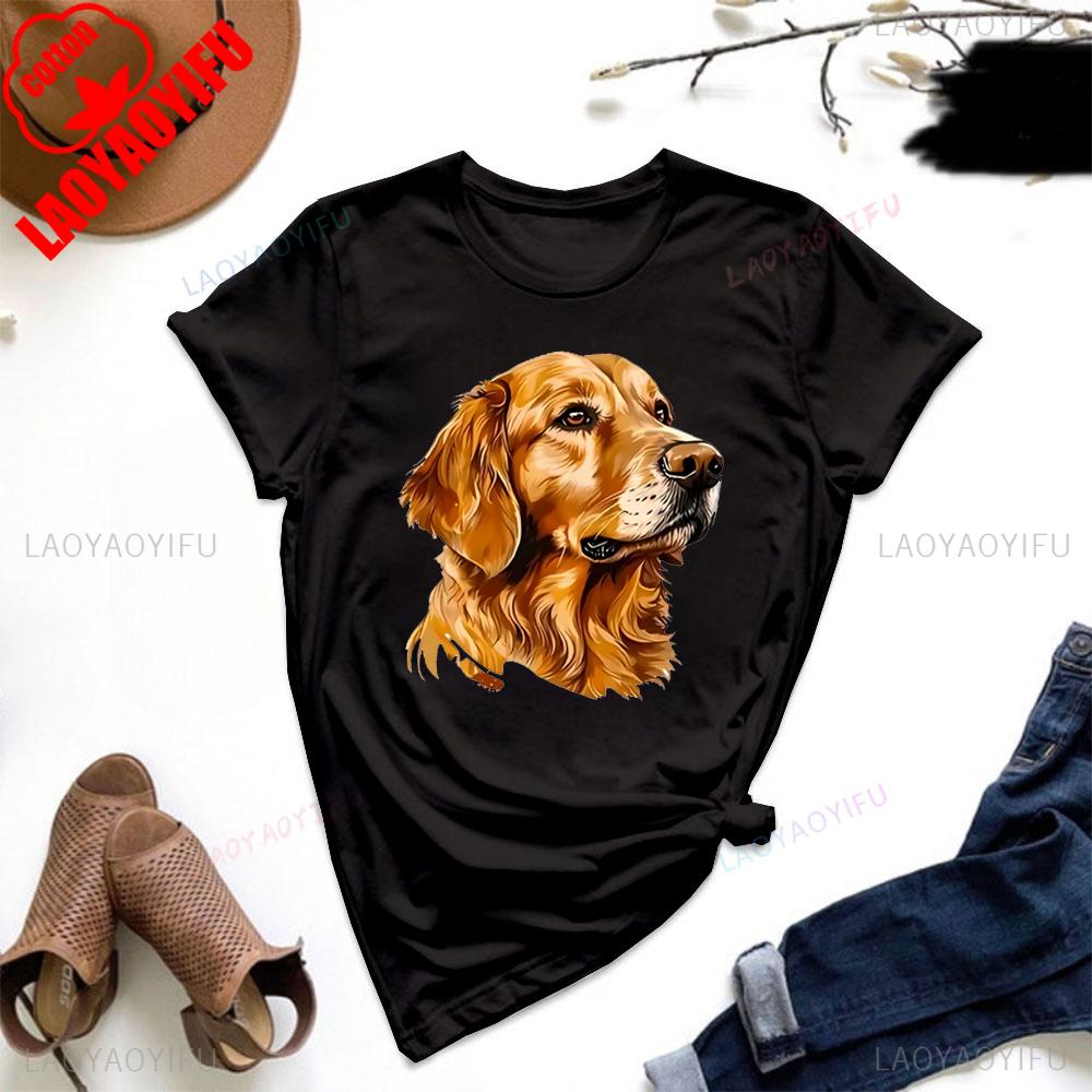 

Женская повседневная футболка с графикой золотистого ретривера, с круглым вырезом, с коротким рукавом, спортивный топ, модная футболка для любителей домашних животных 4XL