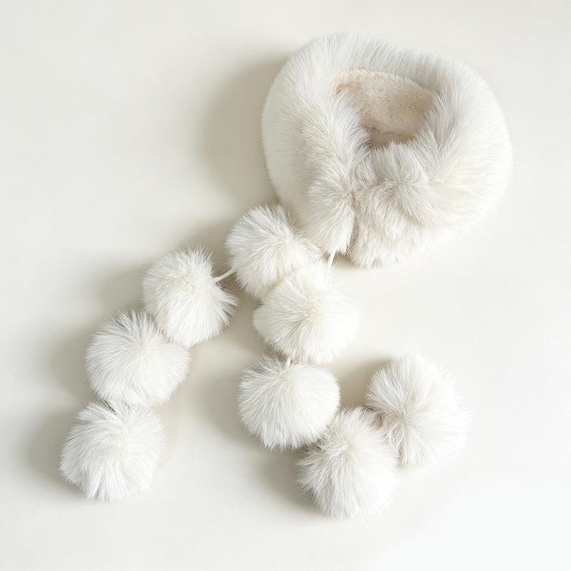 Imitation fox fur scarf autumn and winter temperament big hair ball magnetic scarf imitation fur thickened warm plush scarf