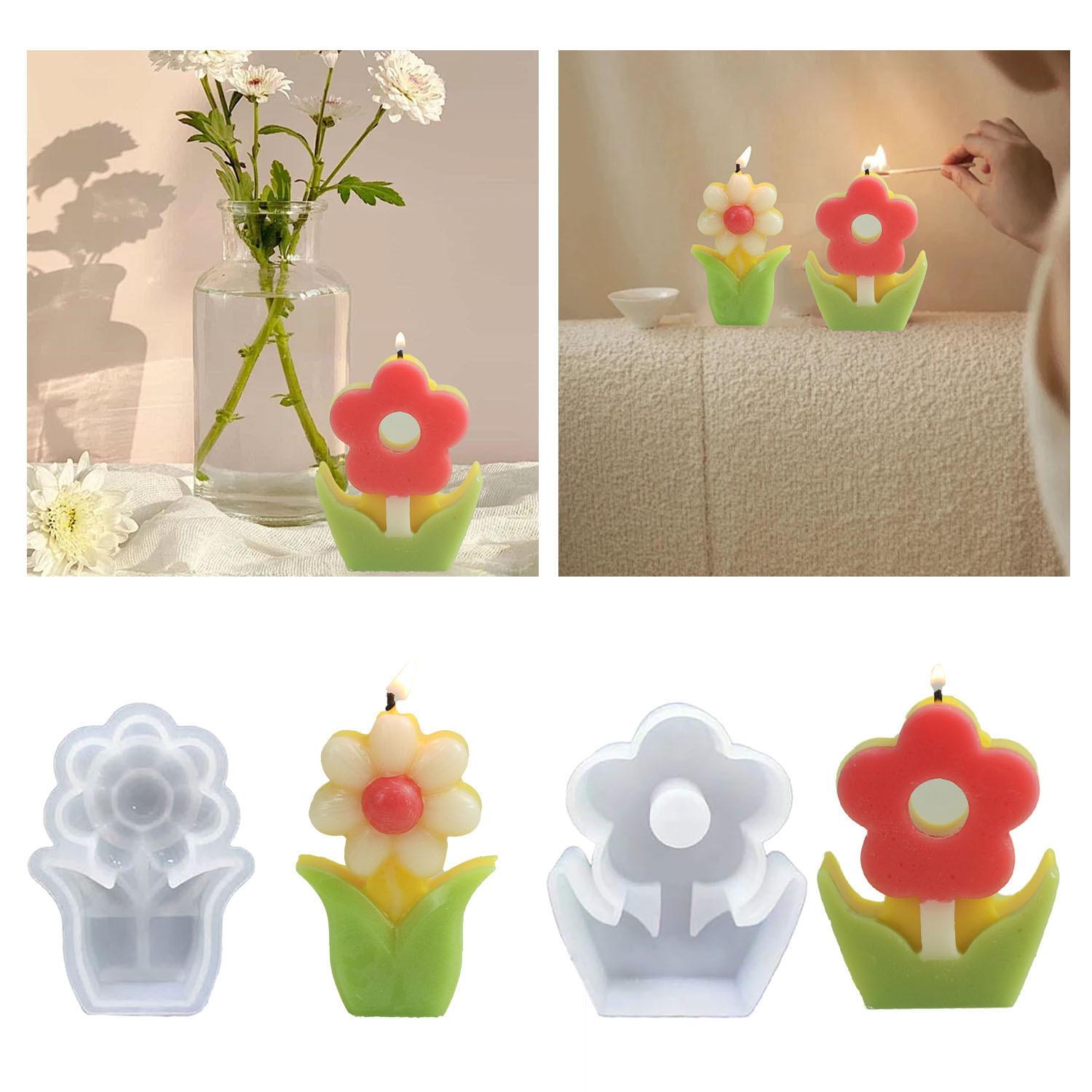 

DIY Flower Aromatherapy Candle Silicone Mold for Gypsum Resin Soap Making Home Desktop Craft Decoration