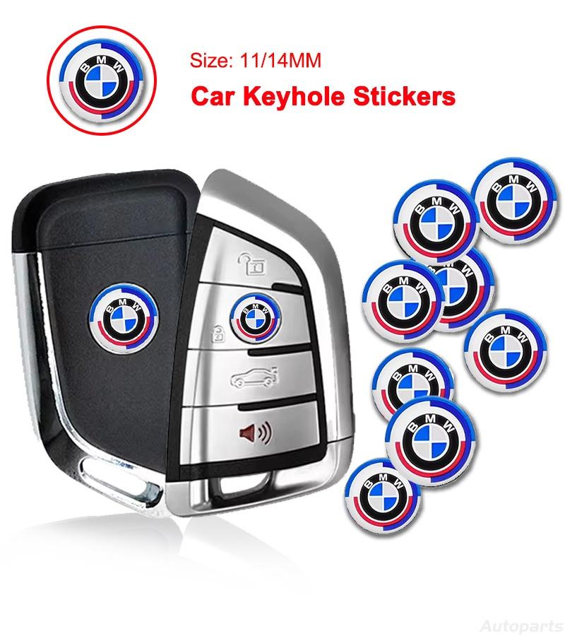 EYUJ8 11mm 14mm Aluminum Car Remote Key Emblem Sticker Auto Accessories For BMW M Power I3 G08 F15 F16 G20 E34 F94 F95 G30 G11 G12 E36