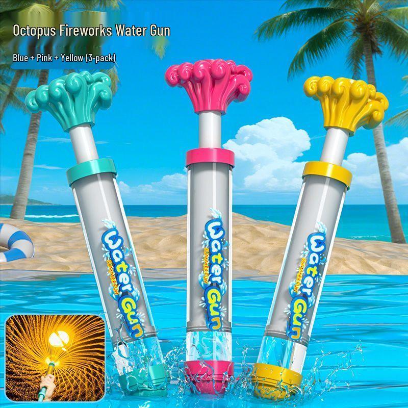 Fireworks Water Gun Toy: Pull-out Sprinkler Cannon for Kids' Beach & Water Play