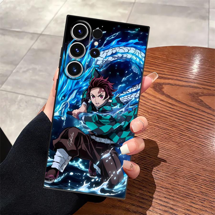Case for Samsung Galaxy S25 Edge S23 Ultra S24 Plus S21 FE S20 Black Soft Phone Cover Anime D-Demon S-Slayer