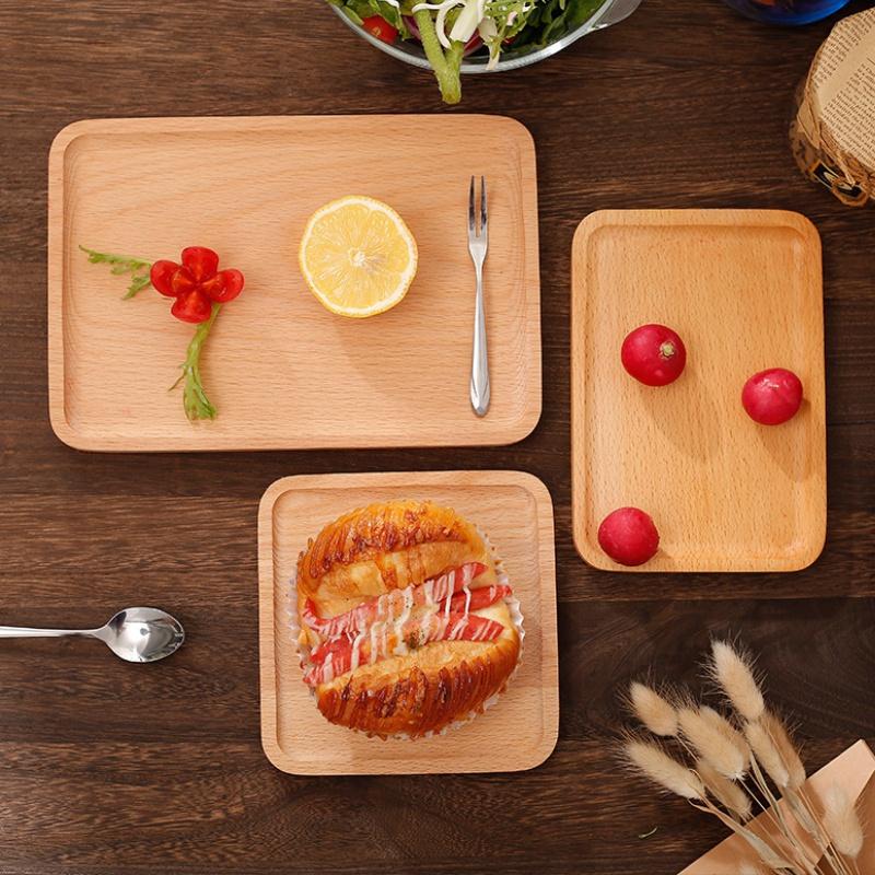 1 Stück Holztablett Rechteckig Geschirr Besteck Aufbewahrung Obst Lebensmittelteller