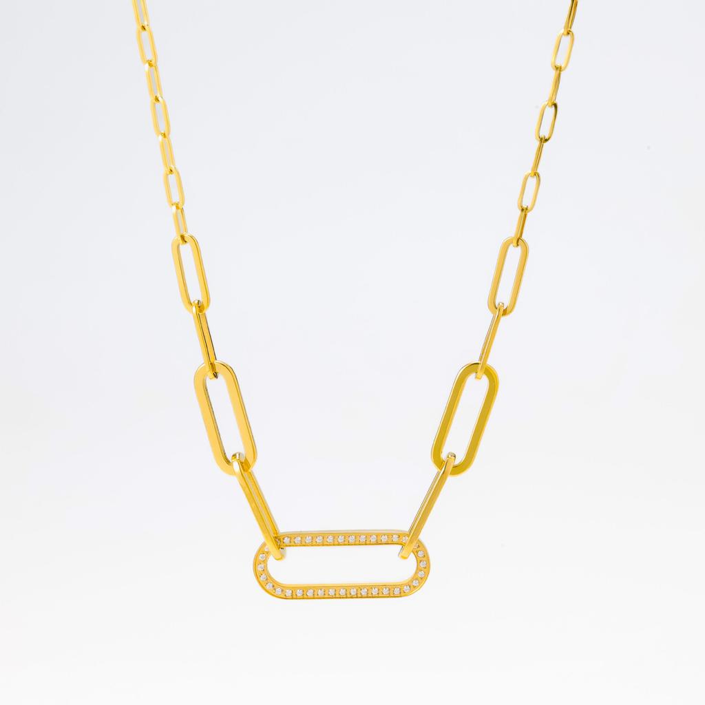 Wind Titanium Steel Diamond Chain Necklace Light Luxury Niche Design Female Collarbone Chain