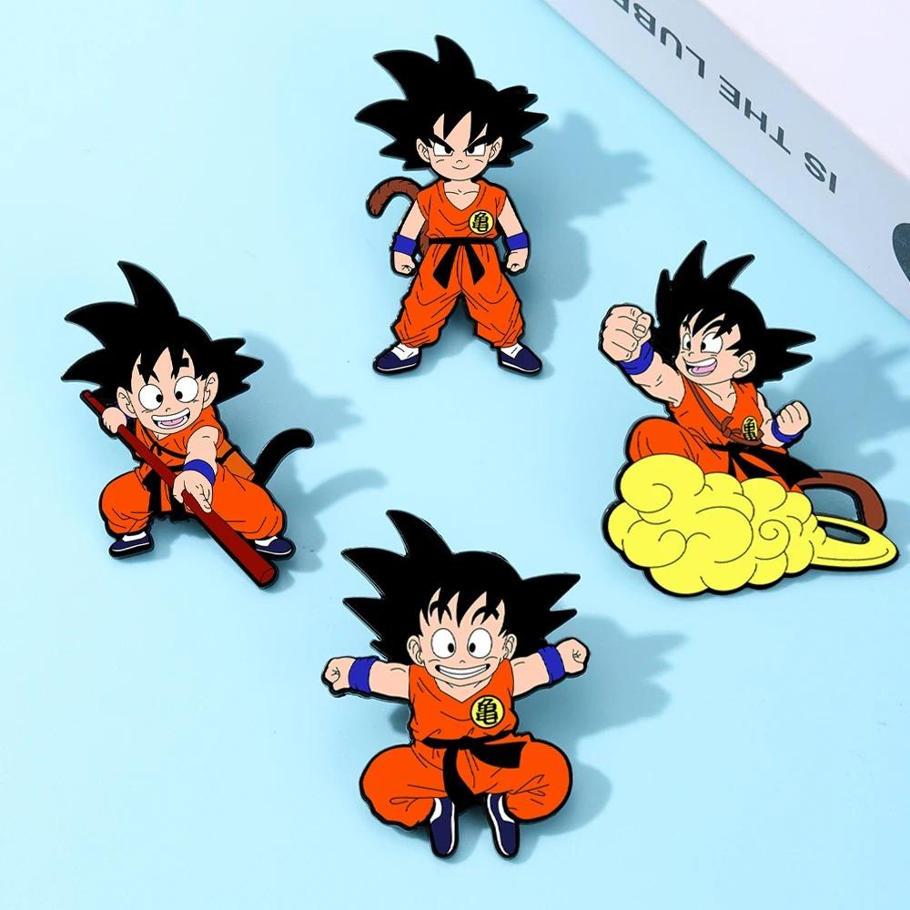 4 Pcs Son Goku Dragon Ball Cartoon Character Brooch Enamel Pin Metal Badge Jewelry For Clothes And Backpack Accessories Gift