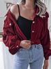 Ins Style Autumn Velvet Long Sleeve Cardigan Jacket for Women