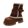 Spice girl small man heightening thick-soled snow boots women's 2025 winter new fashion versatile lamb wool warm cotton boots