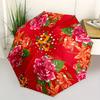 1pc Floral Fabric Automatic Folding Umbrella - 8-Rib Iron Frame, Windproof, Portable Sunshade with Plastic Handle for Travel & Outdoor Activ