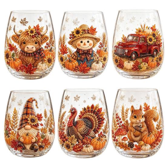 Borosilicate Glass Cup with Lid Autumn Harvest Cup, High Tumbler for Iced Coffee Tea Durable Drinkware Home And Juice, 350ml Clear Drinking