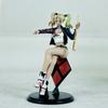 Harley Quinn Figure Birds of Prey Sitting Pose With Baseball Bat Anime Figurine Collectible Decor Leather Jacket Diamond Base