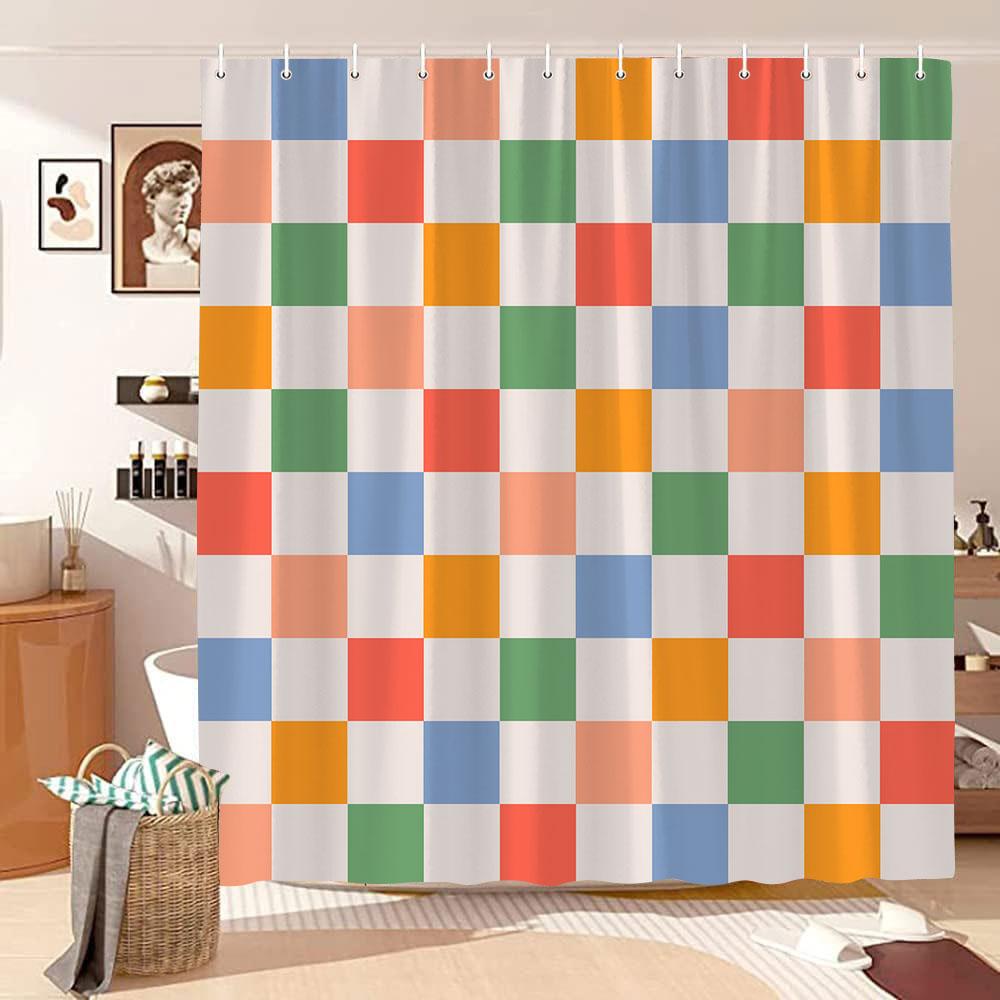 

Vintage Geometric Lines Shower Curtain Modern Abstract Bohemian Minimalist Tones Polyester Fabric Shower Curtains Bathroom Decor W60H190(CM)-1 Pcs