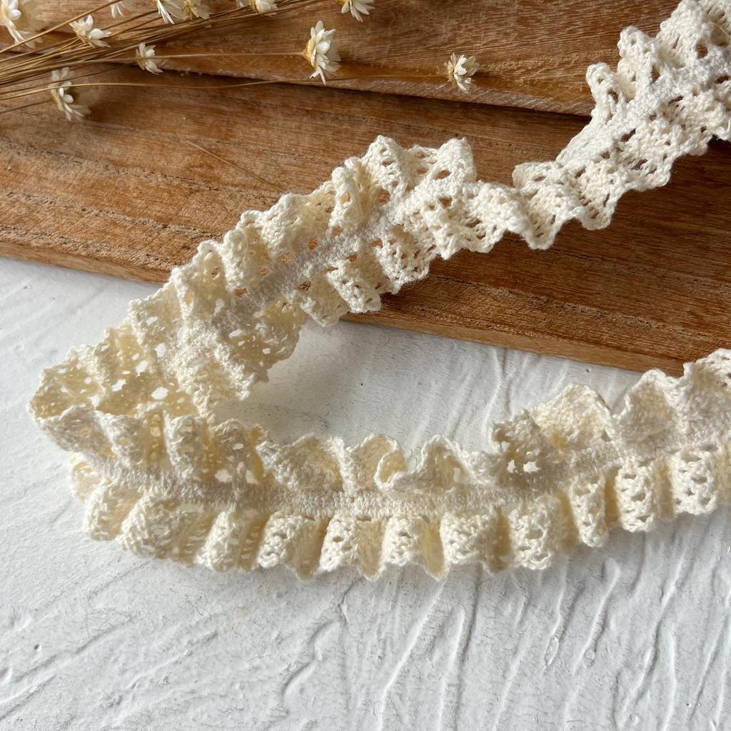 Beige Elastic Lace Band - Cotton Thread Decorative Doll Lace for DIY Clothing Accessories