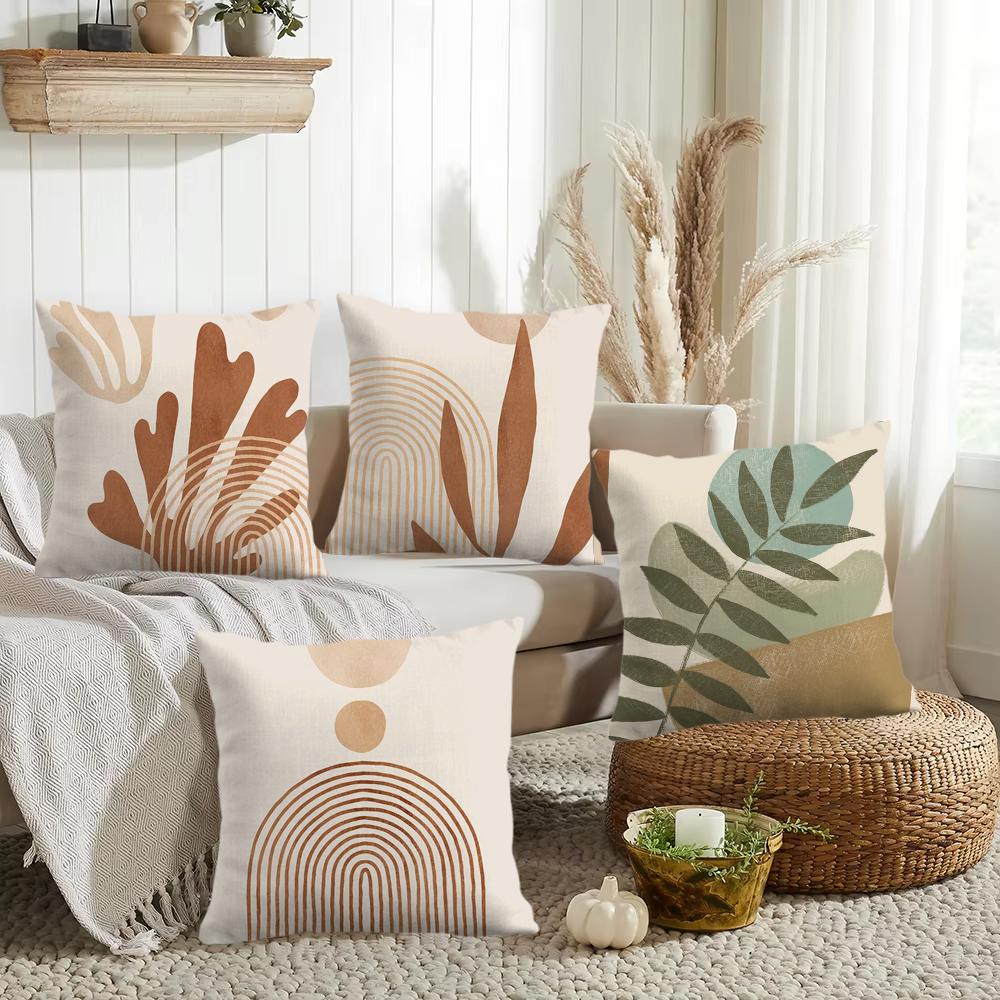 Boho Matisse Coral Lines Cushion Cover Silky Short Plush Invisible Zipper Dustproof Sofa Pillow Case for Home Decor