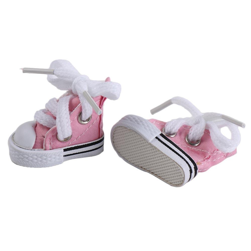 1 Pair Mini Doll Fashion Mini Canvas Shoes 3.5cm Mini Canvas Dolls Shoes Plush Doll Shoes