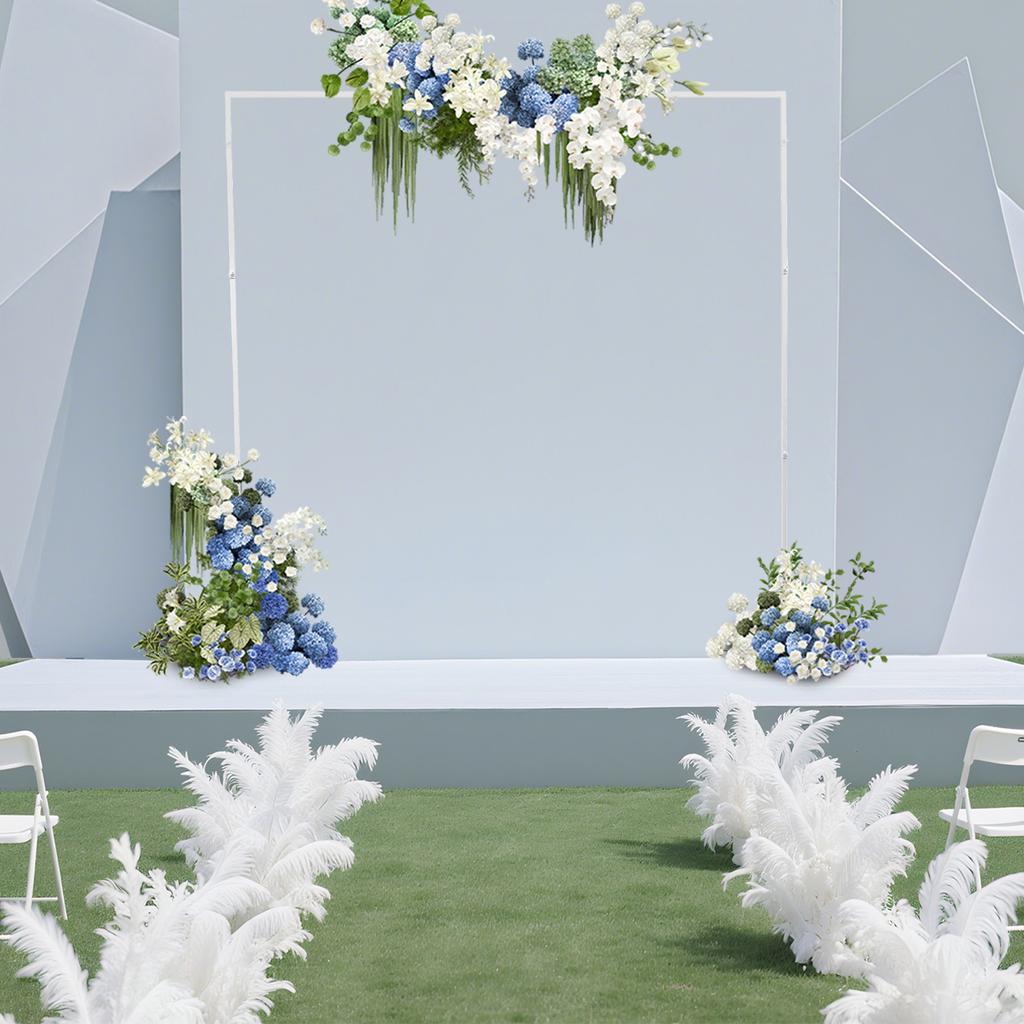 2.4×2.4m White Iron Wedding Backdrop Stand,Sturdy Metal Wedding Arch Stand for Ceremony Reception Party Event Backdrop Decor