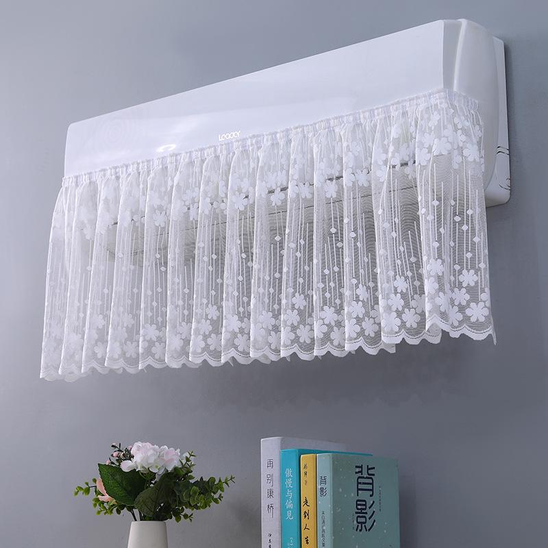 Spitzenstickerei Blume Vorhang Winddicht Staubdicht Hängeabdeckung Anti-Direktzugluft Klimaanlagenvorhang Schlafzimmerdeko