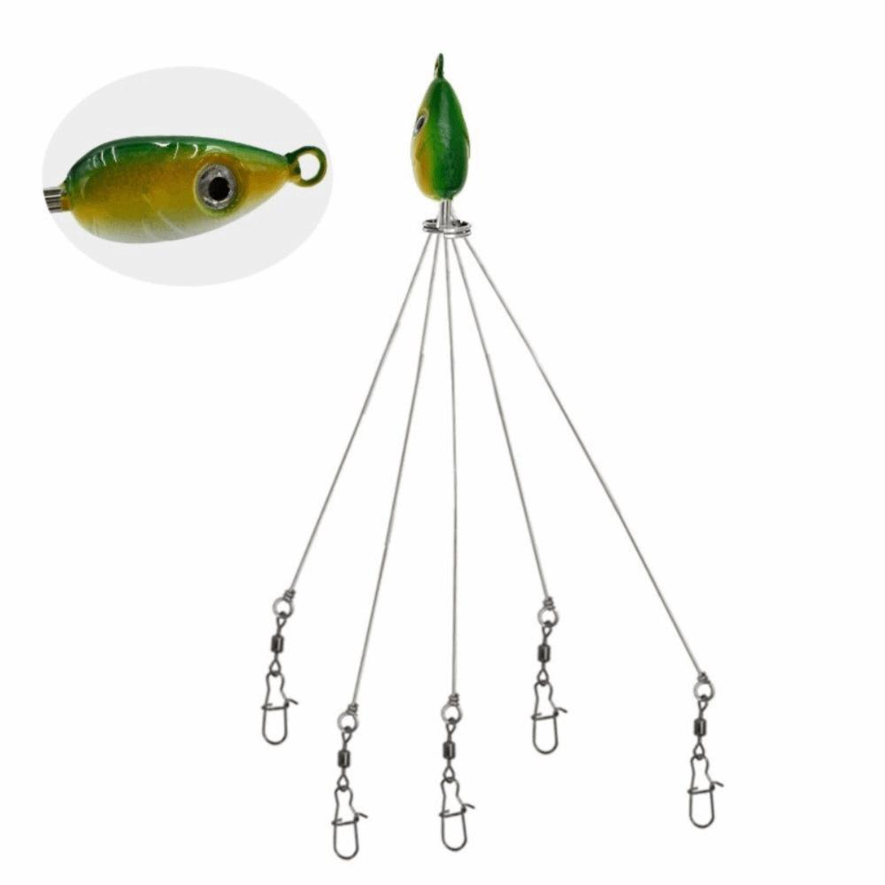 5PCS Stainless Steel Umbrella Fishing Lures 5 Arms Umbrella Rig Fishing Lure Trout Perch Walleye