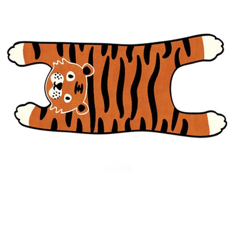 Cute Tiger Printed Rug Nordic Style Funny Plush Cartoon Leopard Tiger Printed Antiskid Floor Mat Creative Room Decor Carpet