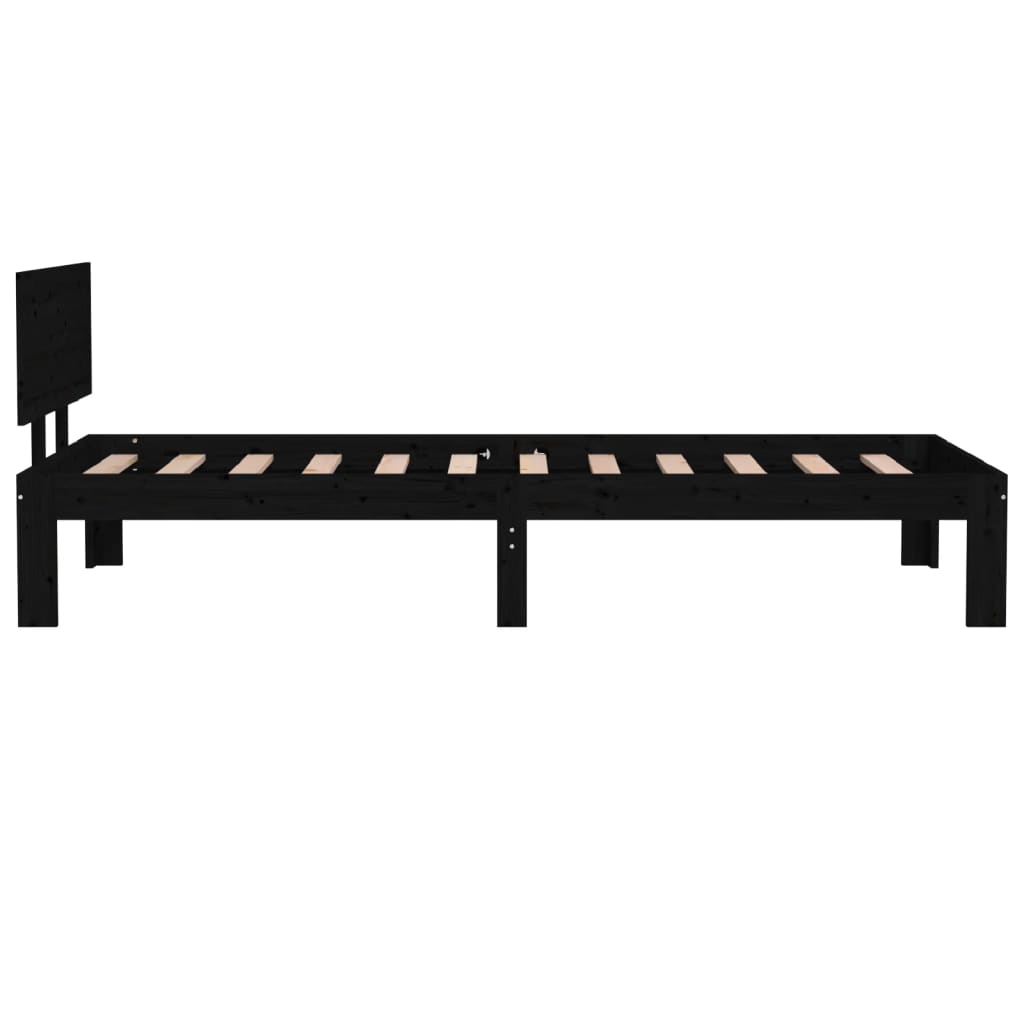 Solid Wood Bed Black 75 x 190 cm