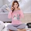 Women's Cute Cartoon Long Sleeve Pajama Set – Comfortable Thin Style for Spring, Autumn, and Winter, Wearable Outdoors