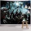 Dark Halloween Horror Tapestry Scared of Zombies Wall Hanging Witch Mysterious Woman  Home Decor Holiday Backdrop