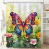 Vibrant Butterfly Garden: Colorful Floral Shower Curtain for a Lively and Nature-Inspired Bathroom Décor