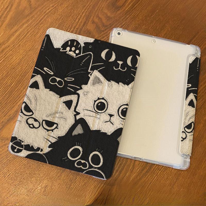 

Чехол для iPad Air6, новая милая картина маслом с рисунком кошки и собаки, умный защитный чехол для iPad для Pro11 Pro13 2024 2018 2022 10th 10,9 с держателем для карандашей iPad Air6（13）