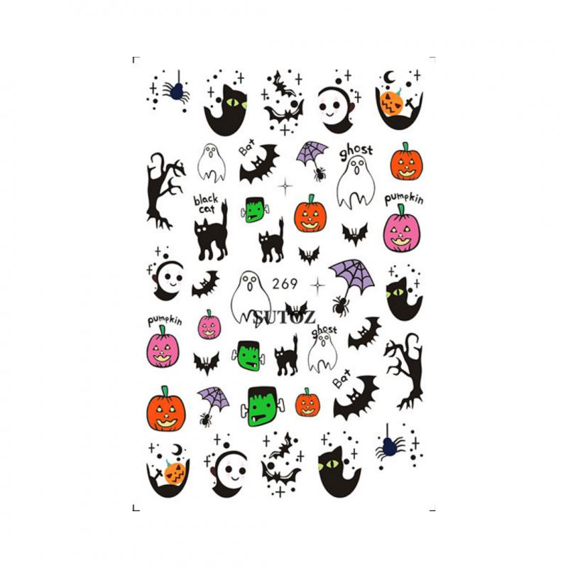 1Pc Halloween Nail Stickerscute Halloween Ghost Pumpkin Skull Black Cat Nail Stickersdiy Party Prom Nail Decoration Stickers
