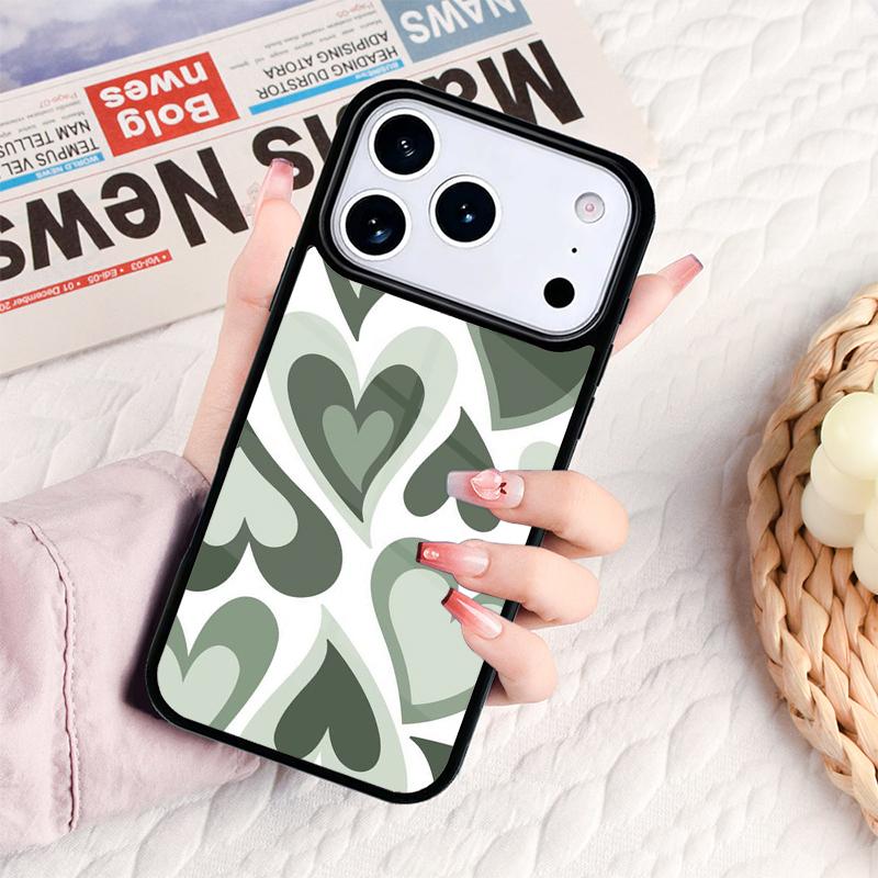 Sage Green Coffee Love Heart Latte Phone Case For IPhone 17 16e 15 14 13 12 11 Pro Max Air Mini Soft Protective Cover