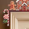 Weihnachts-Türschmuck Niedlicher Cartoon Schneemann Weihnachtsmann Rentier Lebkuchen Türrahmen Deko Holz Heim Wand Eckschild für Wand Schrank Regal