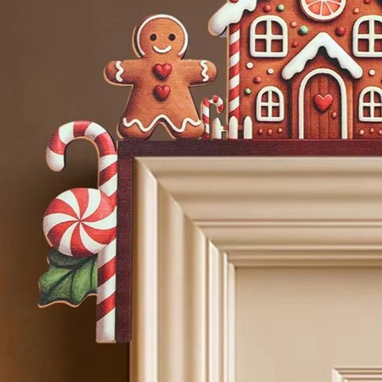 Weihnachts-Türschmuck Niedlicher Cartoon Schneemann Weihnachtsmann Rentier Lebkuchen Türrahmen Deko Holz Heim Wand Eckschild für Wand Schrank Regal