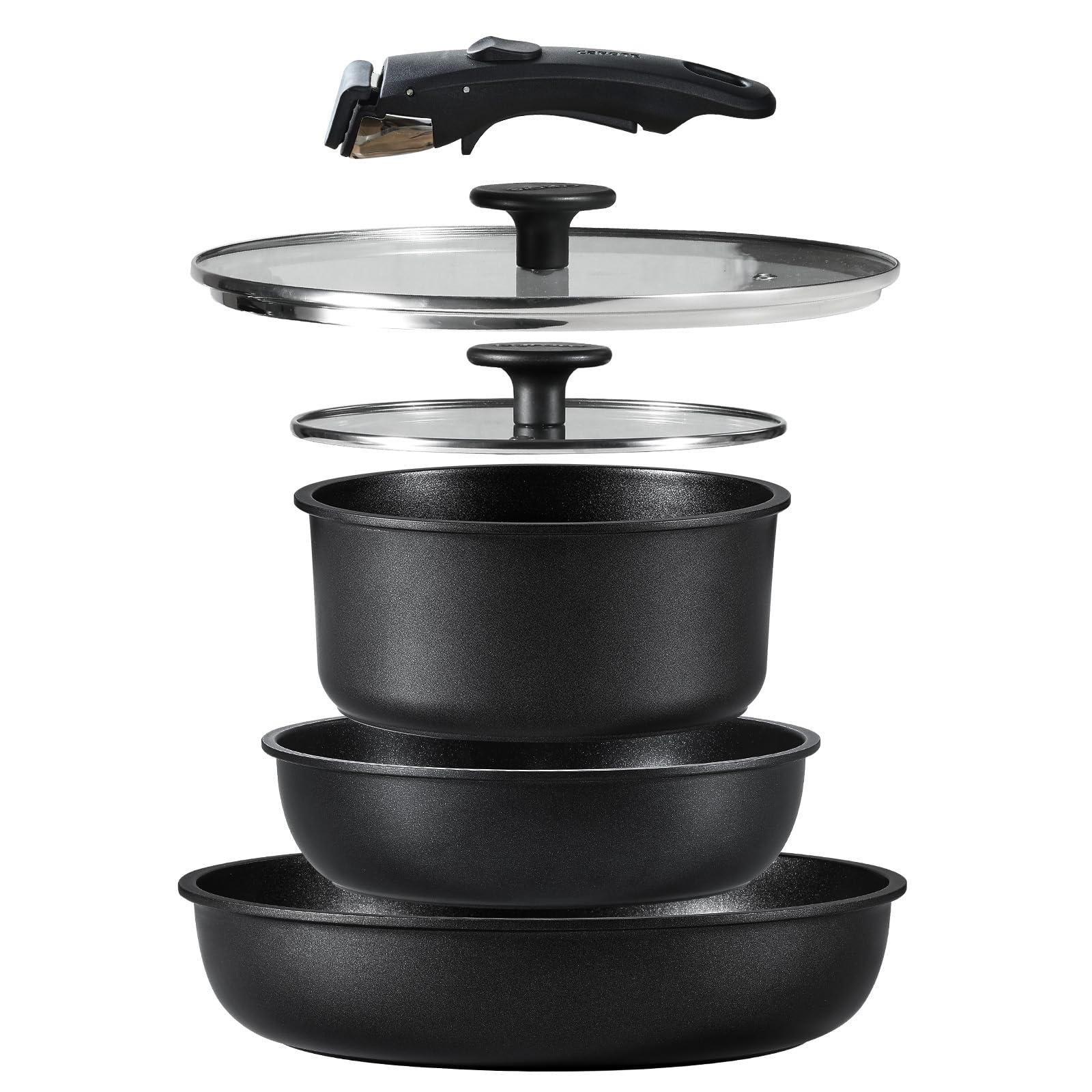 CAROTE Frying Pan and Pot Set IH Gas Stove 6 PFOA and Other Harmful Professional Titanium Detachable Sophisticated Compact Perfect for Single Living чёрный