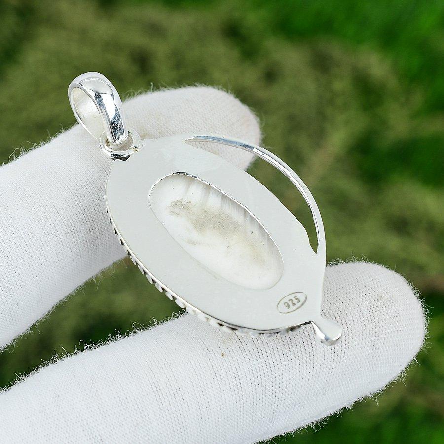 Natural Scolecite Gemstone Pendant 925 Sterling Silver Indian Jewelry For Girls