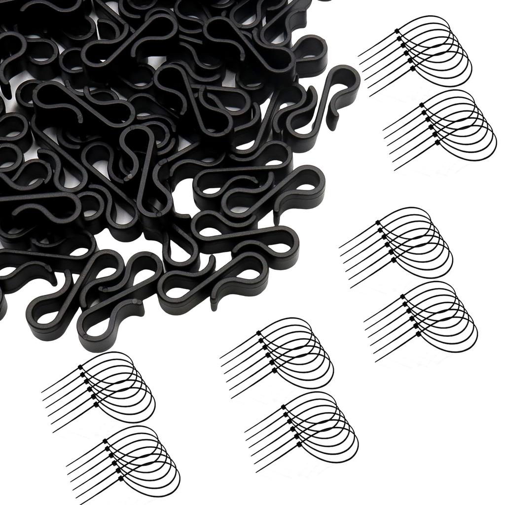 120pcs Gutter Hooks for Outdoor Lighting and Cable Organization Plastic S Shaped Clips Christmas Decoration Light Buckle