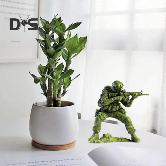 Elite Kampfsoldat Figur Grün Militärmänner Statue Sammlerstück Mini Soldatenstatue für Desktop-Dekor Militärbegeisterte Geschenk
