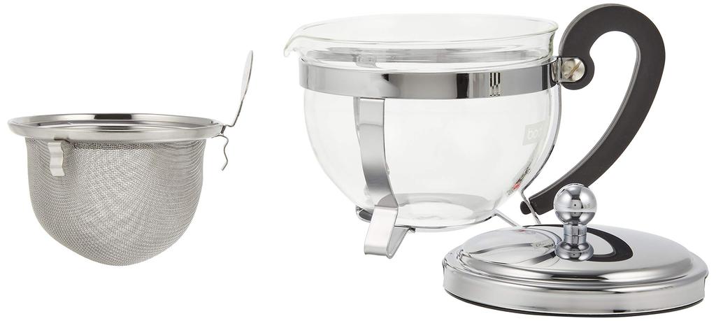 BODUM Teapot Tea Maker CHAMBORD Teapot 500ml Silver Black Tea Green Tea Chinese Tea Herbal Tea Fruit Tea Stainless Filter Glass Beaker Dishwasher Safe