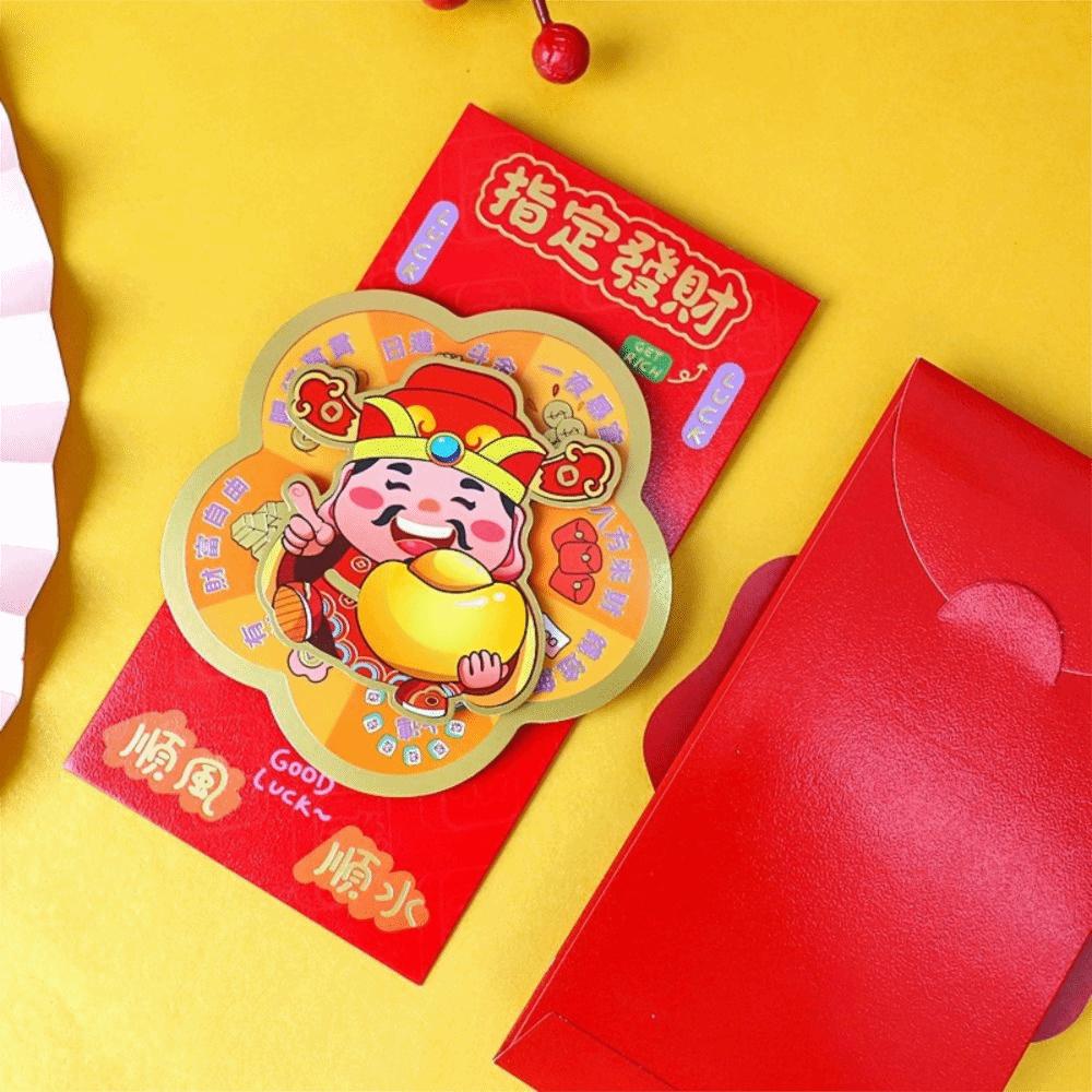 Paper Money Pocket Rotating Red Envelope Cartoon God of Wealth Envelopes Lucky Gifts  Kids Gifting