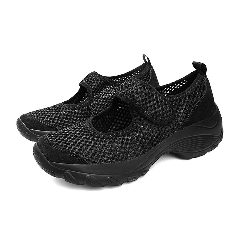 Platform Shoes Women's Summer Breathable Mesh Slip-On Shoes Lightweight Comfortable Walking Shoes Elderly Footwear Flat Heel