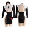Sexy Dark Nun Soft Veil Dress Stand Collar Slit Gentle Maid Cosplay Uniform Temptation Hollow Out Long Sleeves Skirt Womens 2025