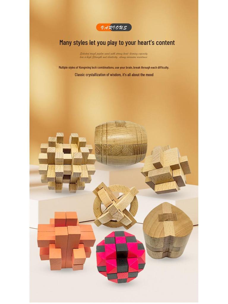 Kongming & Luban Interlocking Puzzle Set: Educational Toys for 7+ Year Olds, Enhancing Intelligence and Relaxation with Nine Building Blocks.