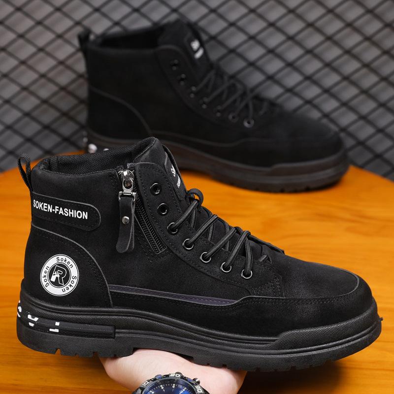 Outdoor Martin boots autumn and winter new fashion men's shoes high-top warm and velvet men's tooling shoes