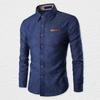Men Solid Color Long Sleeve Jeans Shirts Breathable Casual Denim Top for Work