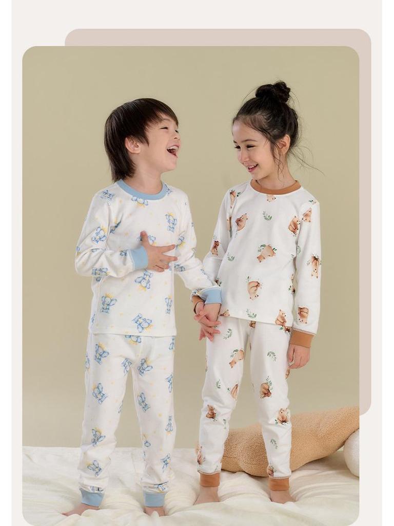100% Cotton Hall Kids' Pure Cotton Pajama Set: Antibacterial, Anti-Pilling Children's Homewear