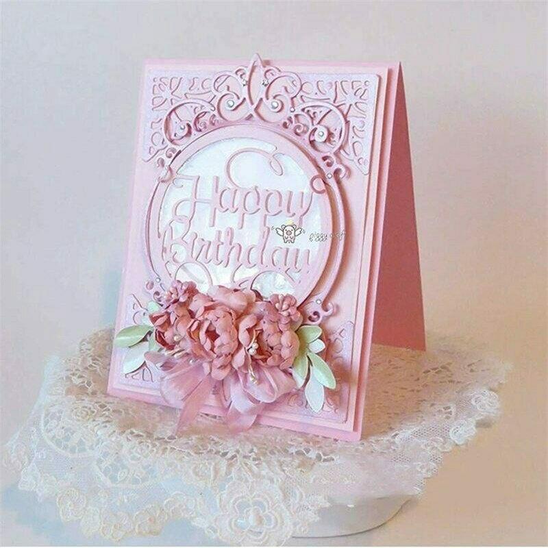 Birthday Border Metal Cutting Dies Scrapbooking Stencil Die Cuts Card Embossing DIY Photo Album Oval Frame Template Stencil